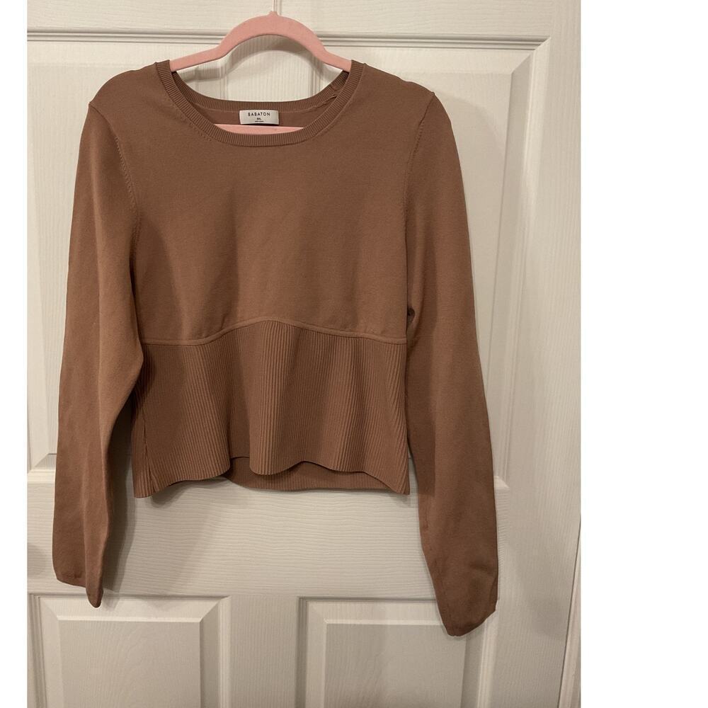Aritzia Babaton Sculpt Knit Empire Longsleeve Corset Sweater in Brown, 2XL - Picture 3 of 8